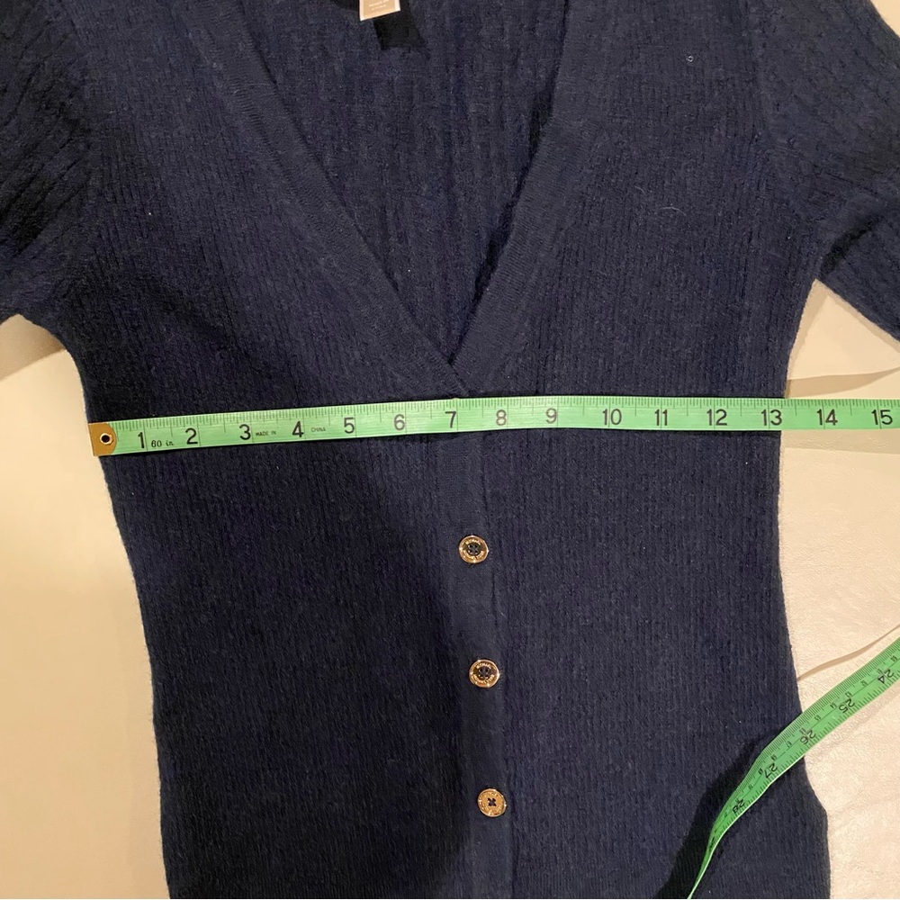 Michael Kors Cardigan Women’s Small Blue Wool Blend Sweater Button Down Ribbed - Picture 4 of 7